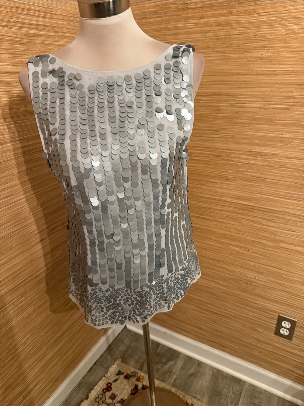 LOFT Silver Sequin Sleeveless Camisole